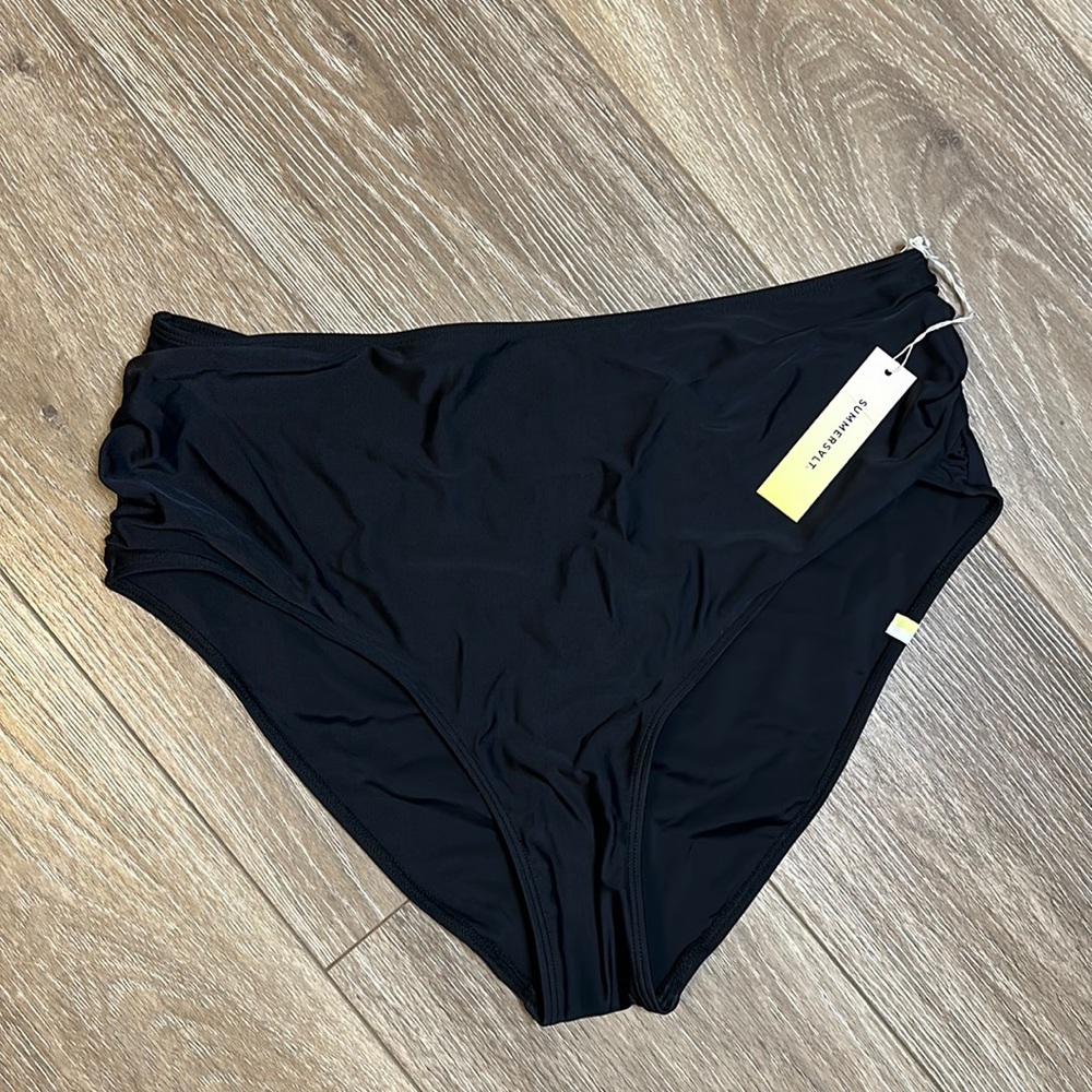 NWT SUMMERSALT Ruched High Leg High Rise Bottom in Sea Urchin